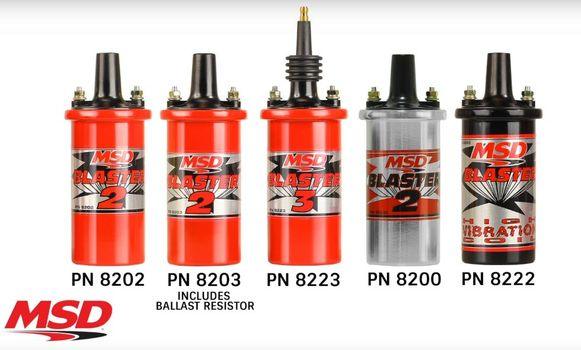 MSD High Performance Ignition Coil, Blaster 2 Series, Black, w/Ballast & Hardware - Prolink Performance